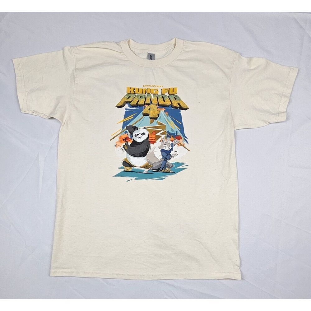 KUNG FU PANDA 4 Promo T-Shirt‎ Mens XL. 2024 Deadstock Movie Cream Tee.